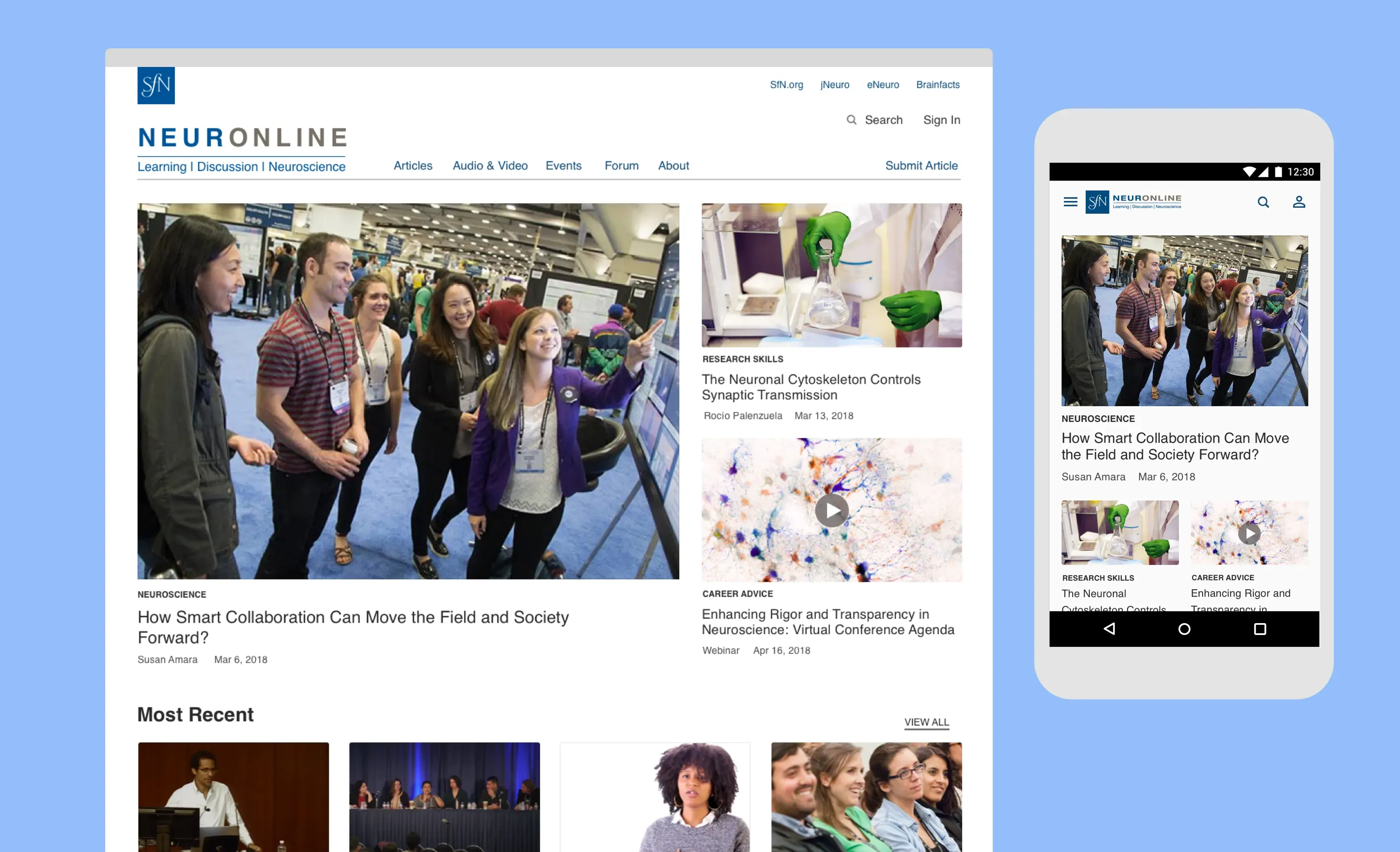 Home page web and mobile view